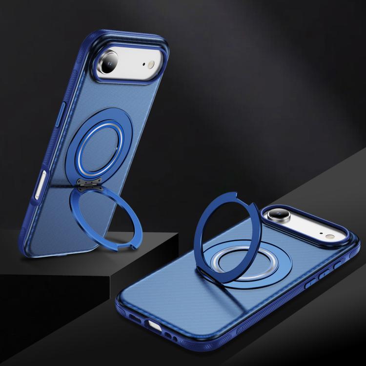 For iPhone Air Carbon Fiber Gear Holder C Type MagSafe Phone Case(Transparent Blue + Royal Blue) - iPhone Air Cases by buy2fix | Online Shopping UK | buy2fix