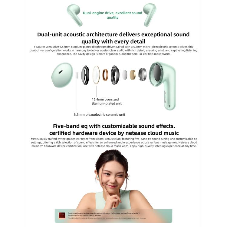 Original Xiaomi REDMI Buds 7S Semi-in-Ear Active Noise Cancelling Bluetooth Earphone(Black) - Bluetooth Earphone by Xiaomi | Online Shopping UK | buy2fix