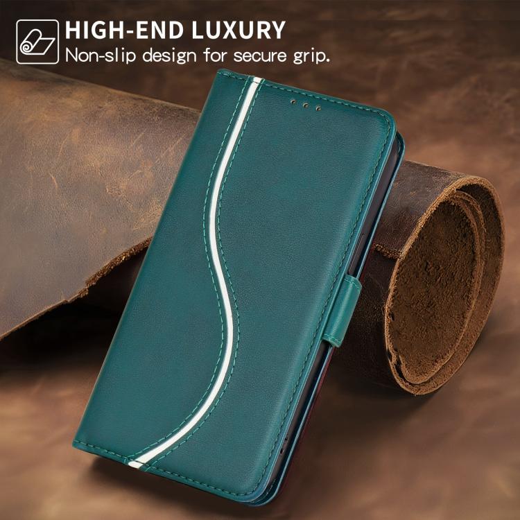 For iPhone Air Side Buckle S Curve Leather Phone Case(Green) - iPhone Air Cases by buy2fix | Online Shopping UK | buy2fix