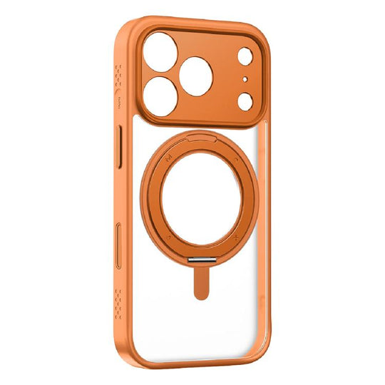 For iPhone 17 Pro MOMAX Magsafe Magnetic Metal Rotating Holder Phone Case(Orange)