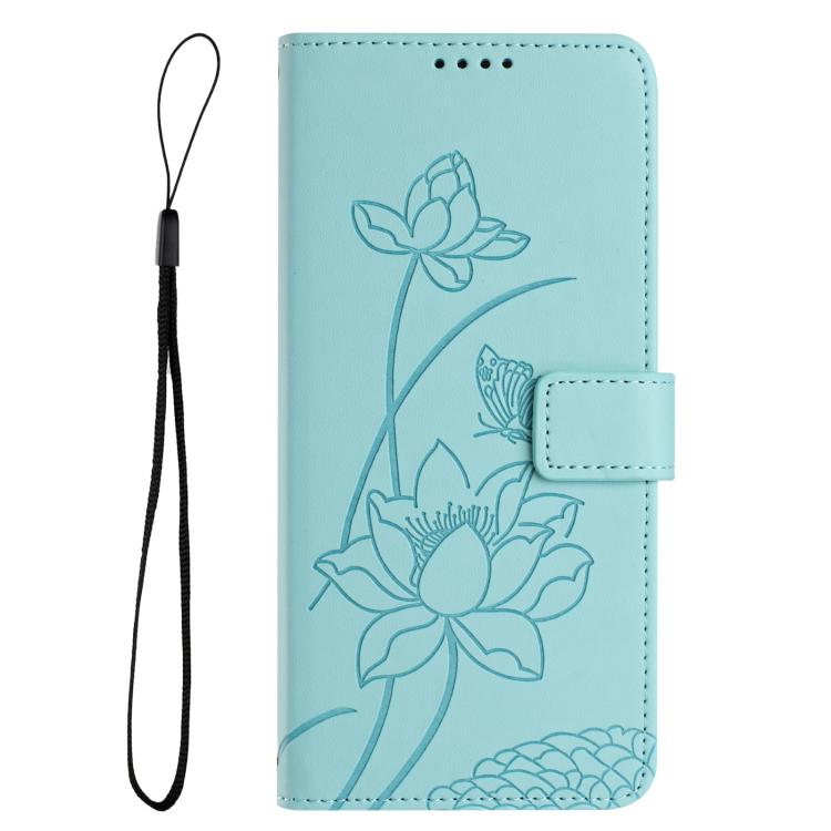 For iPhone  Air Lotus Embossed Leather Phone Case with Lanyard(Green) - iPhone Air Cases by buy2fix | Online Shopping UK | buy2fix