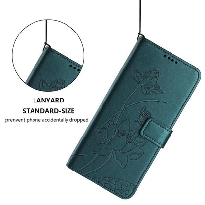 For iPhone  Air Lotus Embossed Leather Phone Case with Lanyard(Dark Green) - iPhone Air Cases by buy2fix | Online Shopping UK | buy2fix