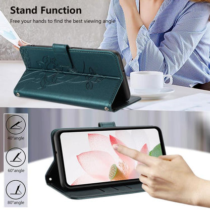 For iPhone  Air Lotus Embossed Leather Phone Case with Lanyard(Dark Green) - iPhone Air Cases by buy2fix | Online Shopping UK | buy2fix