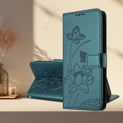 For iPhone  Air Lotus Embossed Leather Phone Case with Lanyard(Dark Green) - iPhone Air Cases by buy2fix | Online Shopping UK | buy2fix