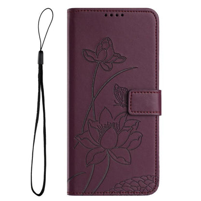 For iPhone  Air Lotus Embossed Leather Phone Case with Lanyard(Wine Red) - iPhone Air Cases by buy2fix | Online Shopping UK | buy2fix