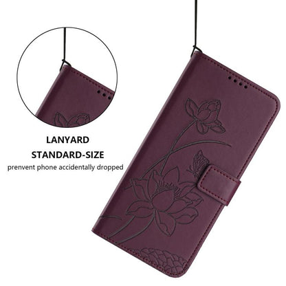 For iPhone  Air Lotus Embossed Leather Phone Case with Lanyard(Wine Red) - iPhone Air Cases by buy2fix | Online Shopping UK | buy2fix
