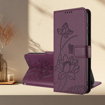 For iPhone  Air Lotus Embossed Leather Phone Case with Lanyard(Wine Red) - iPhone Air Cases by buy2fix | Online Shopping UK | buy2fix