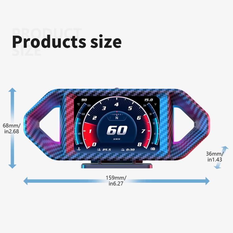 P26 Car HUD Head-Up Display Multi-function LCD OBD Smart Gauge Slope Meter Accelerometer(Carbon Fiber Texture) - Head Up Display System by buy2fix | Online Shopping UK | buy2fix
