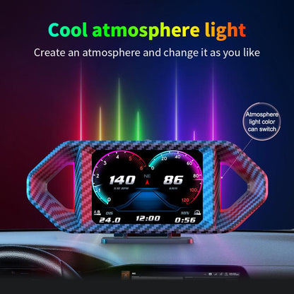 P26 Car HUD Head-Up Display Multi-function LCD OBD Smart Gauge Slope Meter Accelerometer(Carbon Fiber Texture) - Head Up Display System by buy2fix | Online Shopping UK | buy2fix