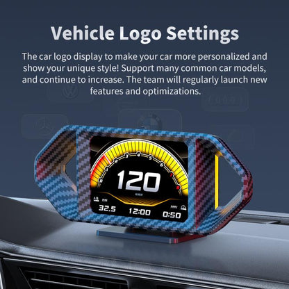 P26 Car HUD Head-Up Display Multi-function LCD OBD Smart Gauge Slope Meter Accelerometer(Carbon Fiber Texture) - Head Up Display System by buy2fix | Online Shopping UK | buy2fix