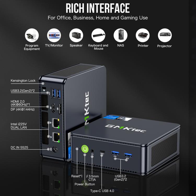 GMKtec NucBox K7 PLUS Mini PC, 16GB RAM + 512GB SSD, 13th Gen Intel Core i7 13620H, Windows 11 Pro, WiFi, BT, HDTV, DisplayPort(US Plug Black) - Barebone Mini PCs by GMKtec | Online Shopping UK | buy2fix