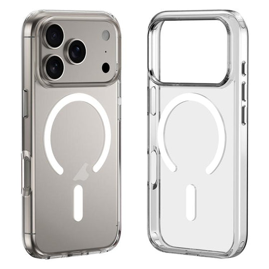 For iPhone 17 Pro Max ZGA Magsafe Metal Buttons Clear PC Hybrid TPU Phone Case(Transparent)