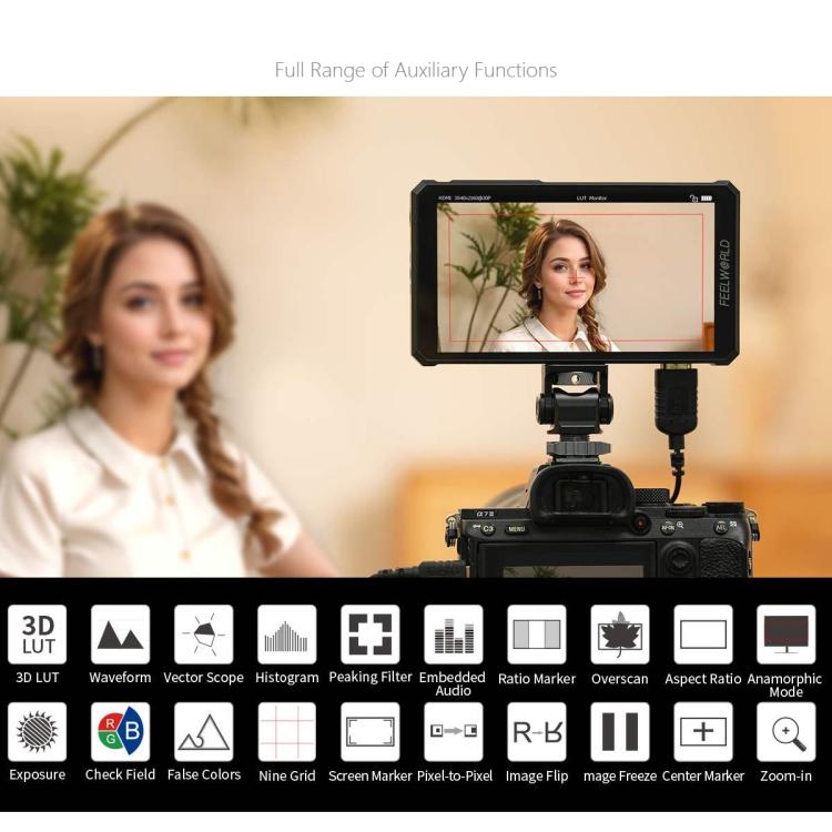 FEELWORLD PS6 5.5 inch OLED Vertical Horizontal Camera Field Video Monitor Touch Screen 4K HDMI-compatible, Plug:UK Plug(Black) - On-camera Monitors by FEELWORLD | Online Shopping UK | buy2fix