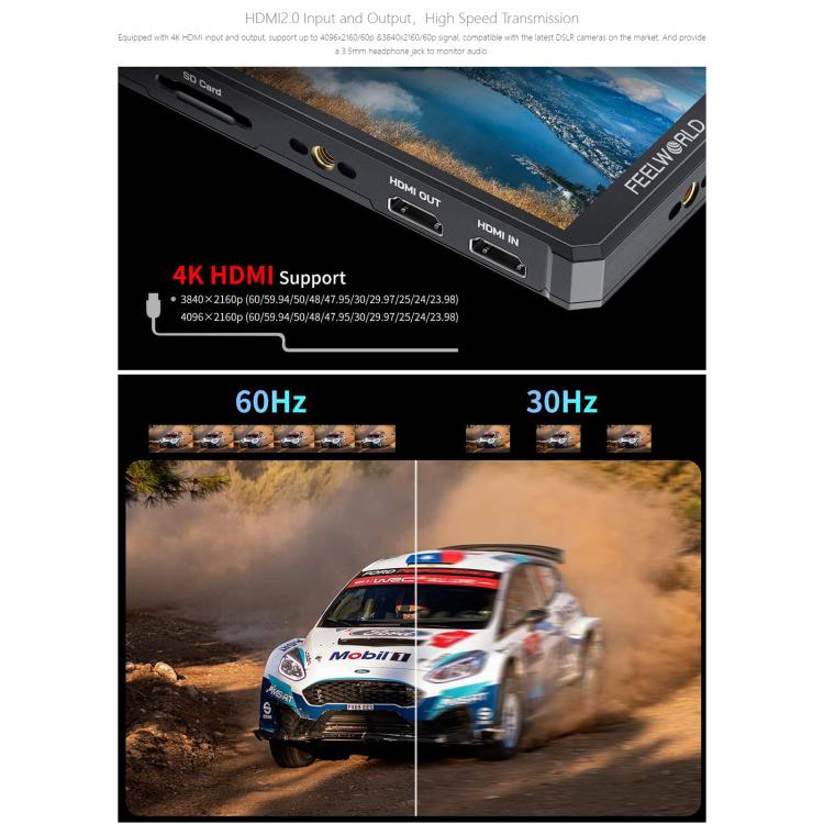 FEELWORLD PS6 5.5 inch OLED Vertical Horizontal Camera Field Video Monitor Touch Screen 4K HDMI-compatible, Plug:UK Plug(Black) - On-camera Monitors by FEELWORLD | Online Shopping UK | buy2fix