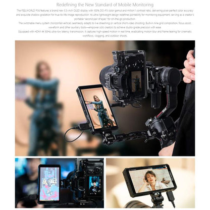 FEELWORLD PS6 5.5 inch OLED Vertical Horizontal Camera Field Video Monitor Touch Screen 4K HDMI-compatible, Plug:UK Plug(Black) - On-camera Monitors by FEELWORLD | Online Shopping UK | buy2fix