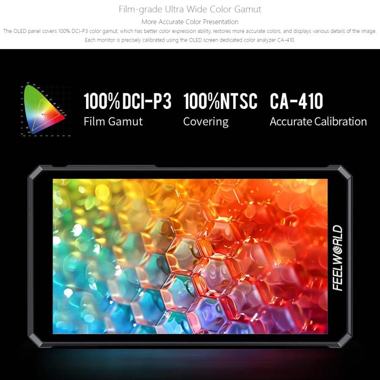 FEELWORLD PS6 5.5 inch OLED Vertical Horizontal Camera Field Video Monitor Touch Screen 4K HDMI-compatible, Plug:UK Plug(Black) - On-camera Monitors by FEELWORLD | Online Shopping UK | buy2fix