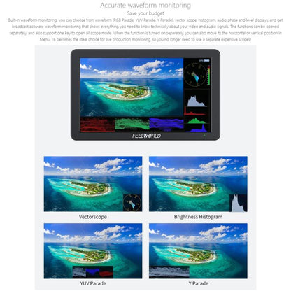 FEELWORLD T6 6 inch Camera Field Video Monitor Aluminium Housing 4K HDMI-compatible 1920x1080 IPS(Black) - On-camera Monitors by FEELWORLD | Online Shopping UK | buy2fix