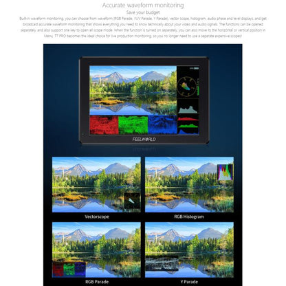FEELWORLD T7 Pro 7-inch 2000nit Camera Field Video Monitor Aluminium Housing 4K 1920 x 1200 HDMI-compatible IPS Screen(Black) - On-camera Monitors by FEELWORLD | Online Shopping UK | buy2fix
