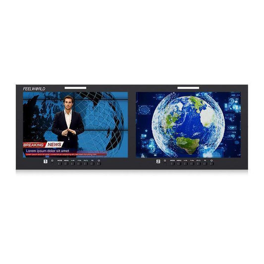 FEELWORLD D101 PLUS-H Dual 10.1 inch 4RU Rackmount Monitor 4K HDMI-compatible CVBS 1920x1200 IPS Screen, Plug:AU Plug(Black) - On-camera Monitors by FEELWORLD | Online Shopping UK | buy2fix