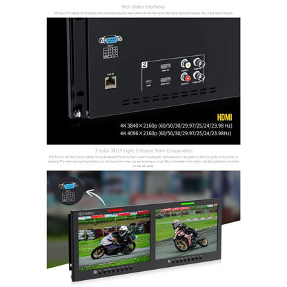 FEELWORLD D101 PLUS-H Dual 10.1 inch 4RU Rackmount Monitor 4K HDMI-compatible CVBS 1920x1200 IPS Screen, Plug:UK Plug(Black) - On-camera Monitors by FEELWORLD | Online Shopping UK | buy2fix
