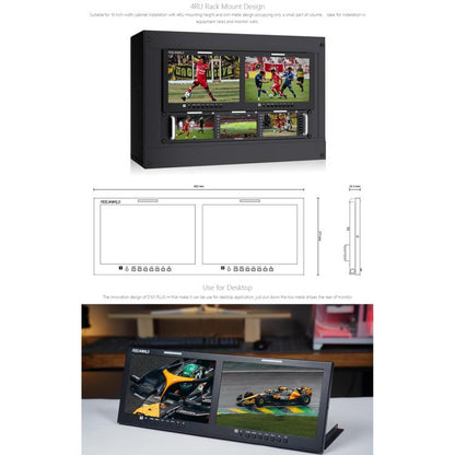 FEELWORLD D101 PLUS-H Dual 10.1 inch 4RU Rackmount Monitor 4K HDMI-compatible CVBS 1920x1200 IPS Screen, Plug:AU Plug(Black) - On-camera Monitors by FEELWORLD | Online Shopping UK | buy2fix