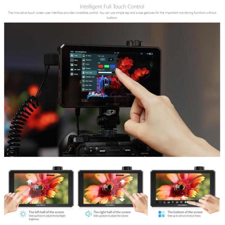 FEELWORLD SC6 6-inch 1500nit High Brightness Aluminium Filed Camera Video Monitor 3G SDI 4K HDMI-compatible 60Hz 1920 x 1080 IPS Screen(Black) - On-camera Monitors by FEELWORLD | Online Shopping UK | buy2fix