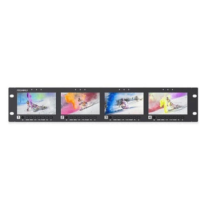 FEELWORLD Q41 Quad 4.5 inch 2RU Rackmount Monitor 3G-SDI 4K HDMI-compatible AV Input and Output, AU Plug(Black) - On-camera Monitors by FEELWORLD | Online Shopping UK | buy2fix