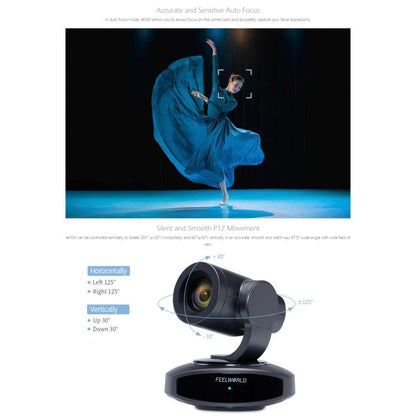 FEELWORLD HV10X Professional Streaming Camera Full HD 1080P 60fps USB 3.0 HDMI-compatible(UK Plug) - HD Camera by FEELWORLD | Online Shopping UK | buy2fix