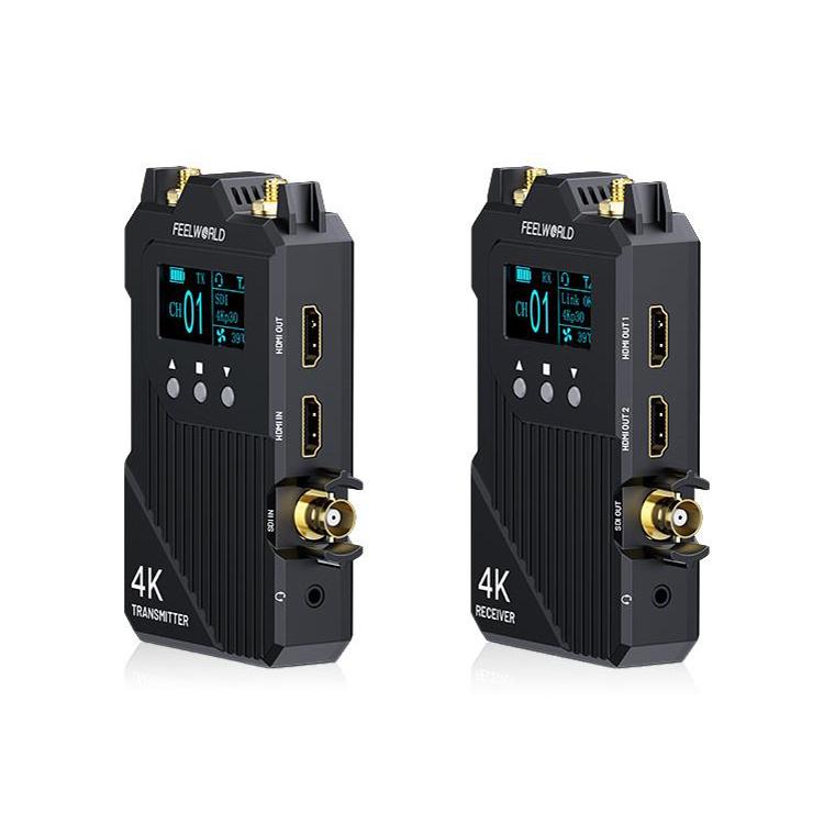 FEELWORLD WT1S 4K Wireless Video Transmission System SDI + Dual HDMI-compatible Full Duplex Intercom Live Streaming(Black) - Amplifier by FEELWORLD | Online Shopping UK | buy2fix
