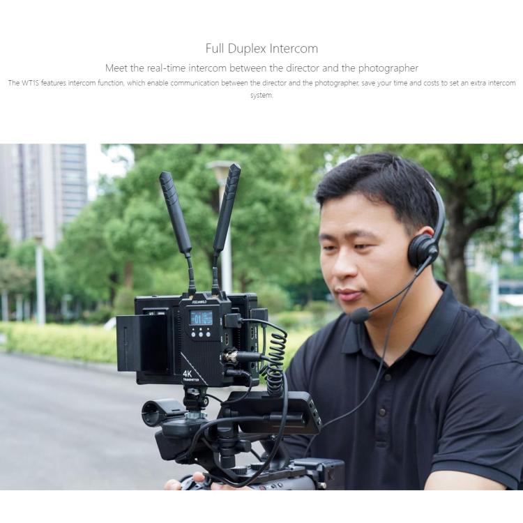 FEELWORLD WT1S 4K Wireless Video Transmission System SDI + Dual HDMI-compatible Full Duplex Intercom Live Streaming(Black) - Amplifier by FEELWORLD | Online Shopping UK | buy2fix