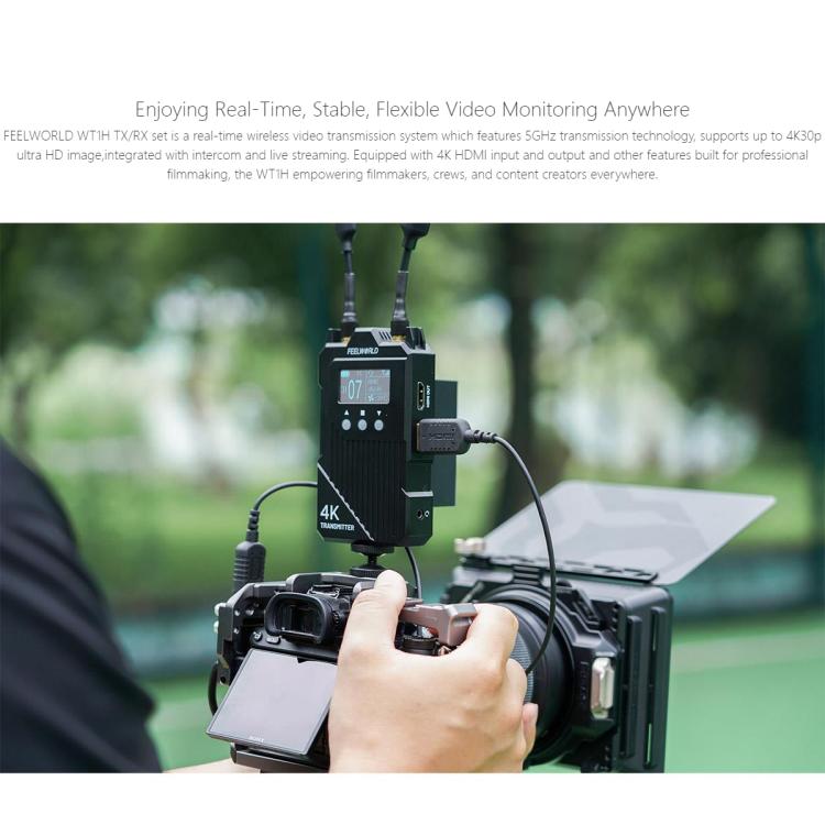 FEELWORLD WT1H 4K Wireless Video Transmission System Dual HDMI-compatible Full Duplex Intercom Live Streaming(Black) - Amplifier by FEELWORLD | Online Shopping UK | buy2fix