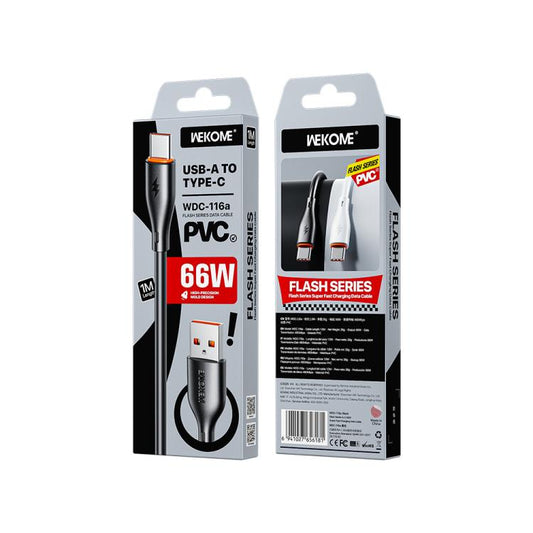 WK WDC-116a 66W USB to Type-C Fast Charging Data Cable, Length: 1m(Black) - USB-C & Type-C Cable by WK | Online Shopping UK | buy2fix