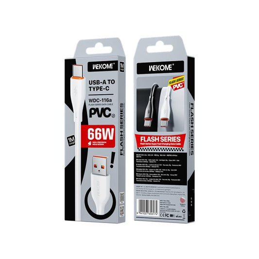 WK WDC-116a 66W USB to Type-C Fast Charging Data Cable, Length: 1m(White) - USB-C & Type-C Cable by WK | Online Shopping UK | buy2fix
