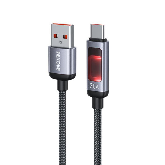 WK WDC-107 3A Intelligent Digital Display USB to Type-C Fast Charging Data Cable, Length: 1.2m(Black)