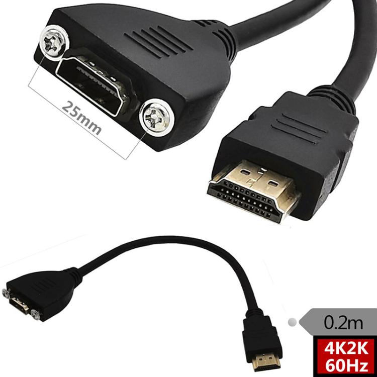 4K 60HZ 2.0 Version HDMI Male to Female Fixed Extension Cable with Screw Holes, Length:0.2m(Straight Head) - Cable by buy2fix | Online Shopping UK | buy2fix