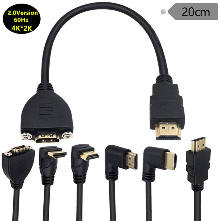 4K 60HZ 2.0 Version HDMI Male to Female Fixed Extension Cable with Screw Holes, Length:0.2m(Upper Elbow) - Cable by buy2fix | Online Shopping UK | buy2fix