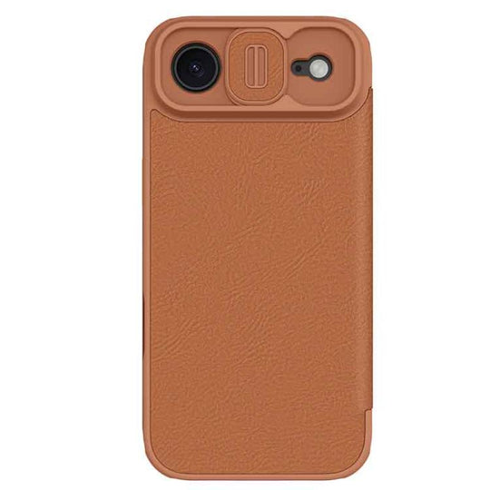 For iPhone Air NILLKIN QIN Series Pro Sliding Camera Cover Design Leather Phone Case(Brown)