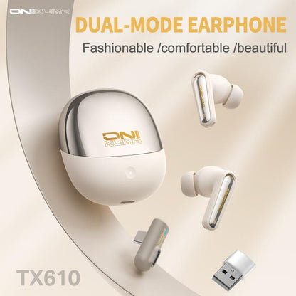 ONIKUMA TX610 Dual Mode 2.4G Receiver and Wireless Bluetooth Earphone(Beige) - Bluetooth Earphone by ONIKUMA | Online Shopping UK | buy2fix