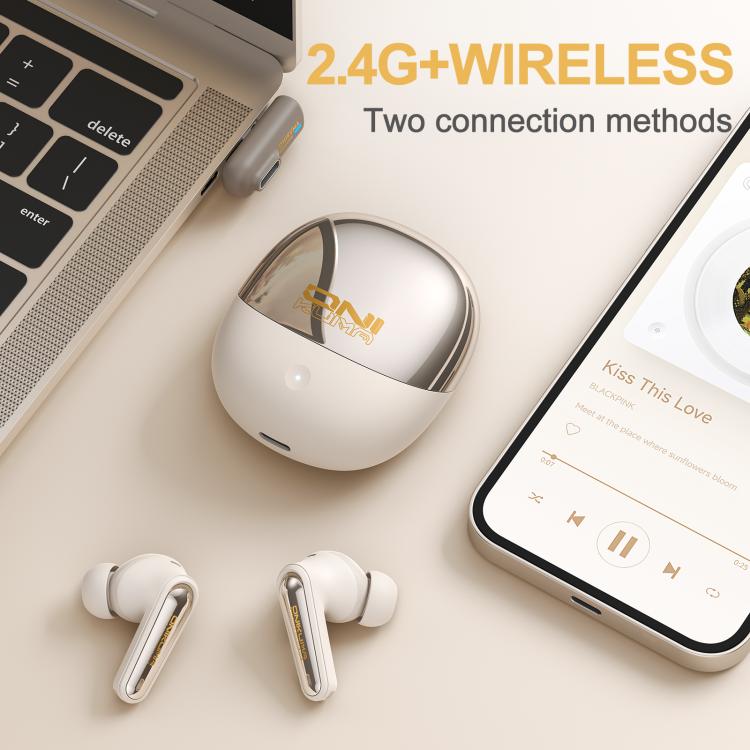 ONIKUMA TX610 Dual Mode 2.4G Receiver and Wireless Bluetooth Earphone(Beige) - Bluetooth Earphone by ONIKUMA | Online Shopping UK | buy2fix
