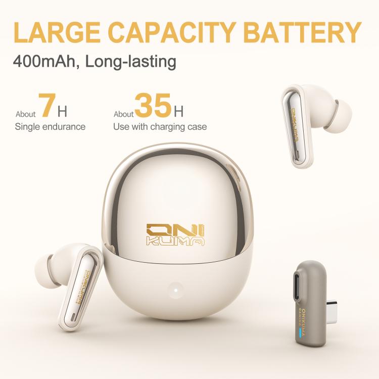 ONIKUMA TX610 Dual Mode 2.4G Receiver and Wireless Bluetooth Earphone(Beige) - Bluetooth Earphone by ONIKUMA | Online Shopping UK | buy2fix