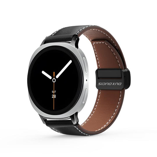 For Galaxy Watch9 / 8 / 8 Classic DUX DUCIS YA Series Magnetic Buckle Genuine Leather Watch Band(Black)