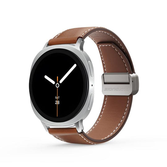For Galaxy Watch9 / 8 / 8 Classic DUX DUCIS YA Series Magnetic Buckle Genuine Leather Watch Band(Brown)