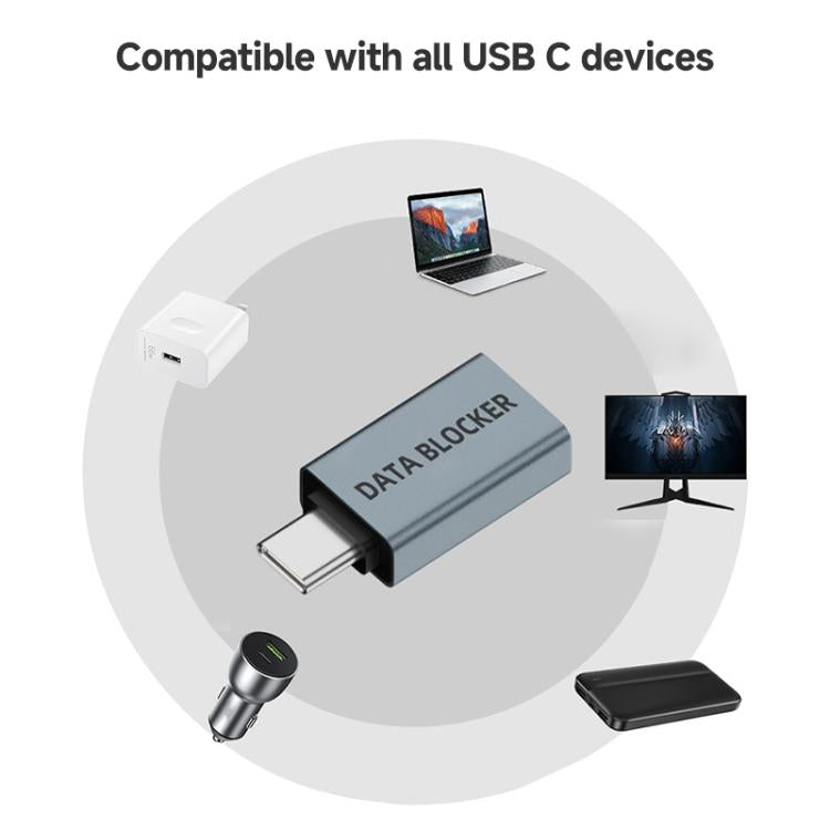 USB Charging Data Protection Blocker, Port:Type-C Male to USB-A Female(Blue Gray) - OTG Adapter by buy2fix | Online Shopping UK | buy2fix