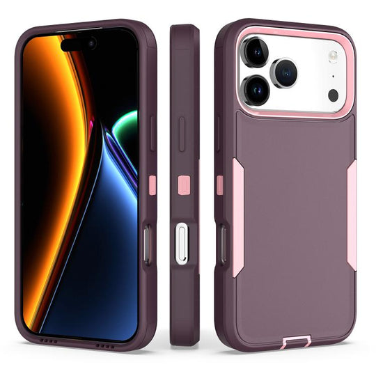 For iPhone 18 Pro Max / 17 Pro Max 2 in 1 PC Hybrid TPU Phone Case(Purple Red+Pink)