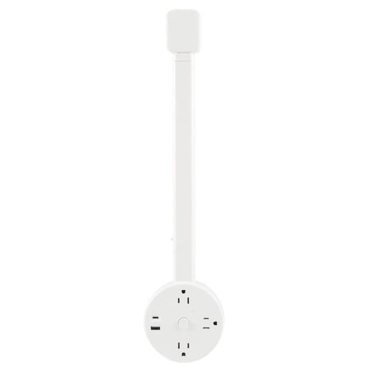 US Plug Round Power Outlet Extender Power Socket Extension Tool with USB / Type-C Fast Charging(White)