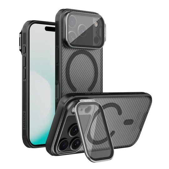 For iPhone 17 Pro NILLKIN CamShield Prop Transparent Mirror Cover MagSafe Magnetic Translucent PC Phone Case(Black)