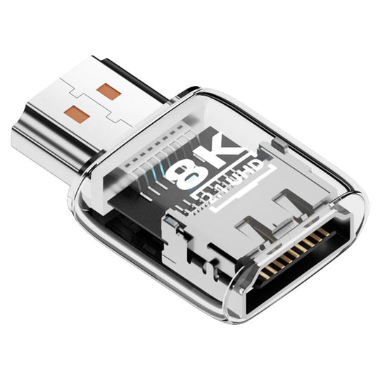 8K 60Hz HDTV 2.1 Male to HDTV 2.1 Female Ultra HD Transparent Adapter(Transparent)