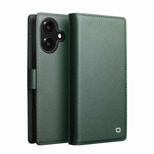 For iPhone 17 QIALINO Classics 3rd Genuine Leather Phone Case(Cyan)