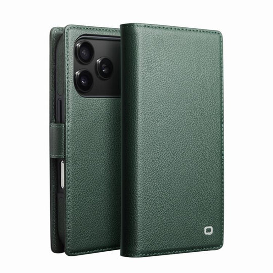 For iPhone 18 Pro / 17 Pro QIALINO Classics 3rd Genuine Leather Phone Case(Cyan)