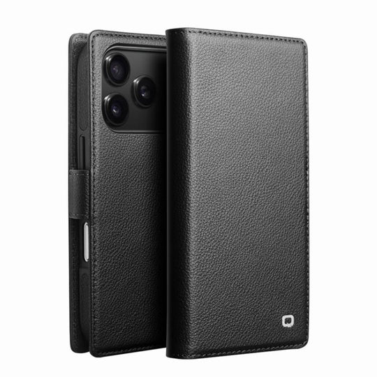 For iPhone 18 Pro Max / 17 Pro Max QIALINO Classics 3rd Genuine Leather Phone Case(Black)